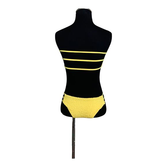 Yellow strapless two piece strings bikini size small - Picture 3 of 7
